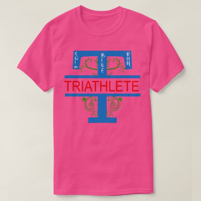 Triathlete T Vines Swim Bike Run T-Shirt (Design Front)