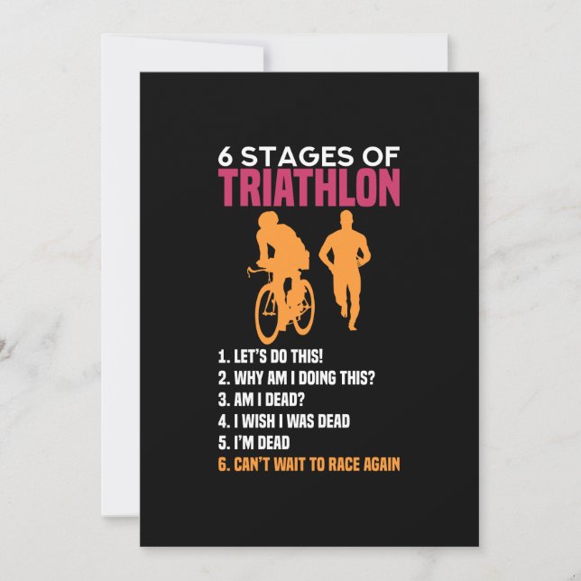 Triathlon - 6 Stages Of Triathlon Invitation (Front)