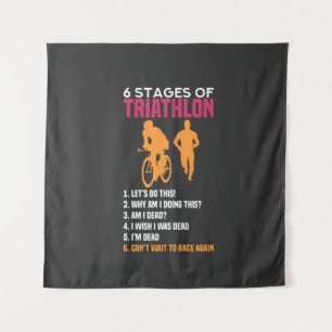 Triathlon - 6 Stages Of Triathlon Tapestry
