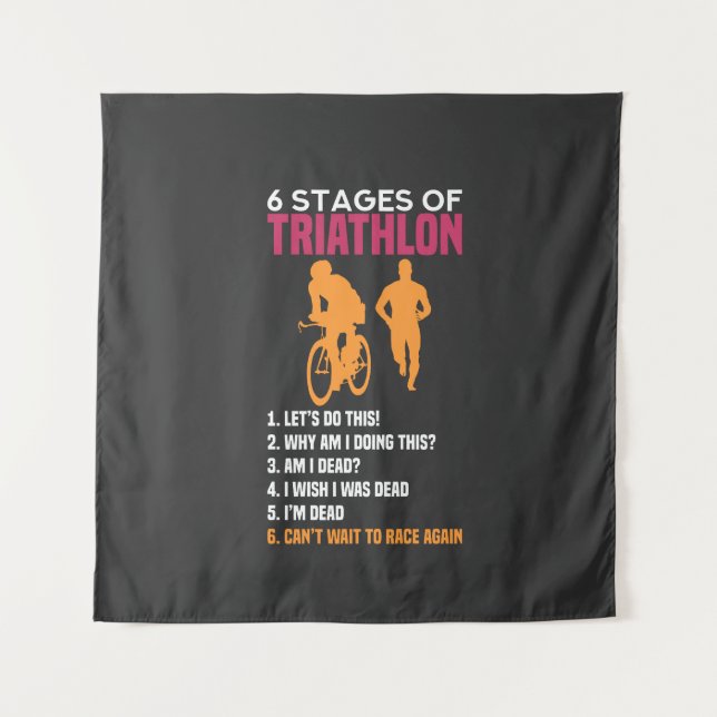 Triathlon - 6 Stages Of Triathlon Tapestry (Front)