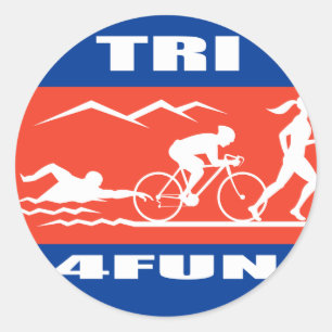 Triathlon athlete swim bike run race tri 4 fun classic round sticker