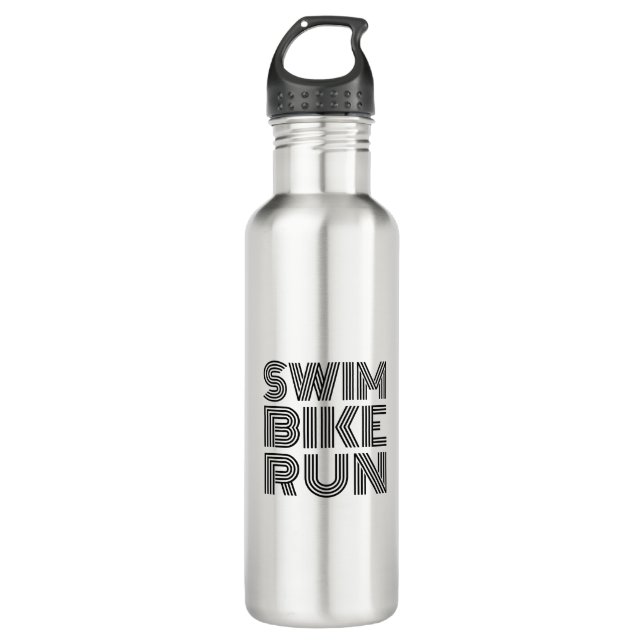 Triathlon black design 710 ml water bottle (Front)