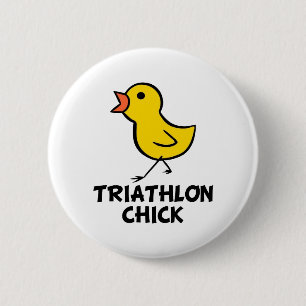 Triathlon Chick Button