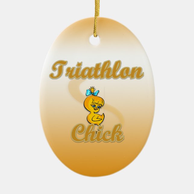 Triathlon Chick Ceramic Tree Decoration (Front)