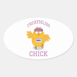 Triathlon Chick Oval Sticker