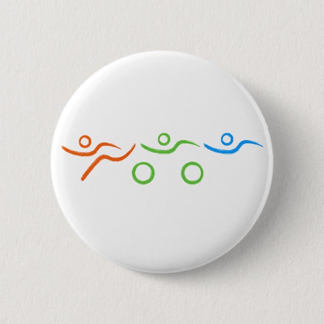Triathlon cool and unique design 6 cm round badge (Front)