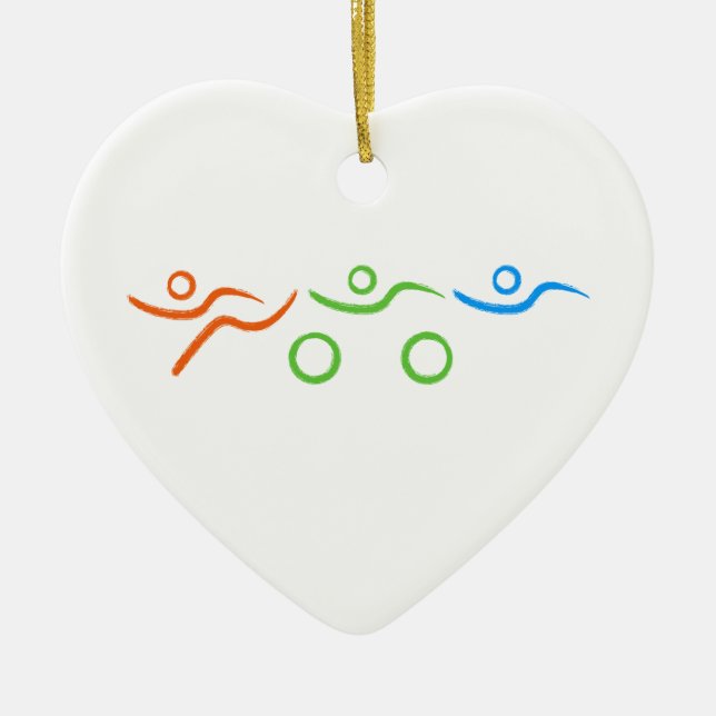 Triathlon cool and unique design ceramic tree decoration (Front)