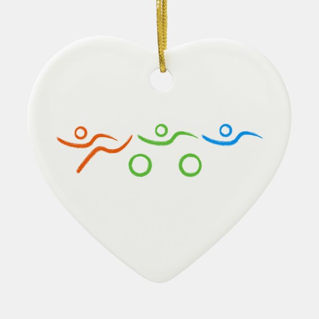Triathlon cool and unique design ceramic tree decoration (Front)