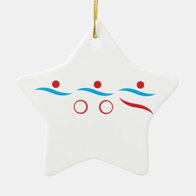 Triathlon cool logo illustration ceramic tree decoration (Front)