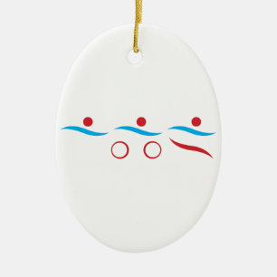 Triathlon cool logo illustration ceramic tree decoration