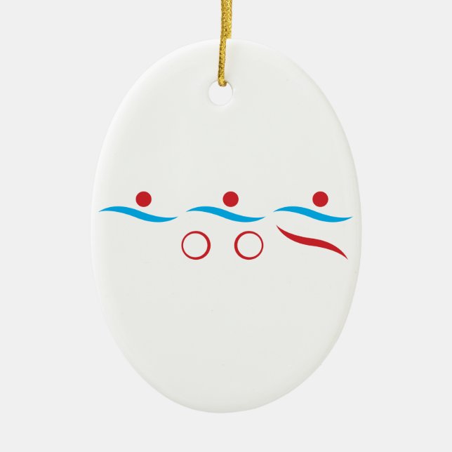 Triathlon cool logo illustration ceramic tree decoration (Front)
