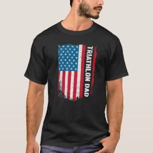 Triathlon Dad America Us Flag Patriot Vintage T-Shirt