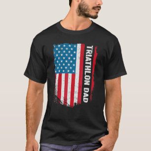 Triathlon Dad America Us Flag Patriot Vintage T-Shirt