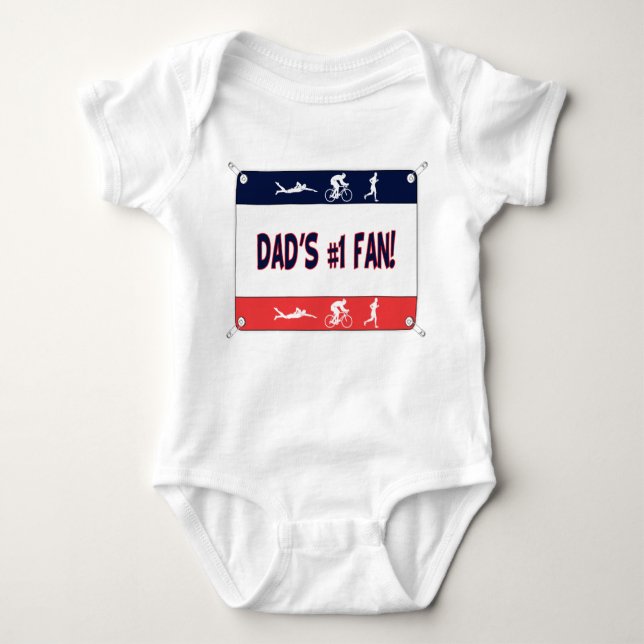 Triathlon Dad's #1 Fan Baby Bodysuit (Front)