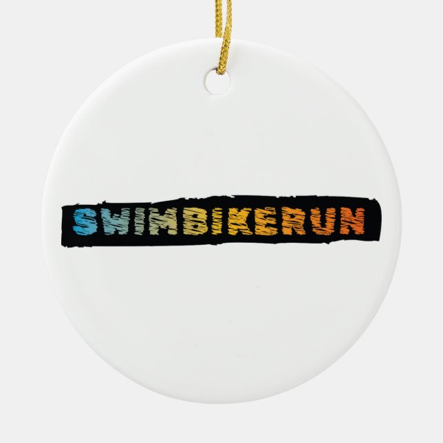 Triathlon design ceramic tree decoration (Front)