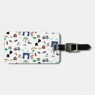 Triathlon Doodles Luggage Tag