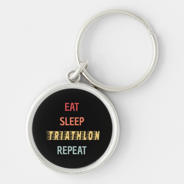 Triathlon - Eat Sleep Triathlon Repeat Key Ring (Front)