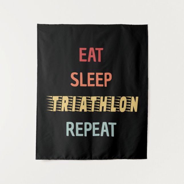 Triathlon - Eat Sleep Triathlon Repeat Tapestry (Front)