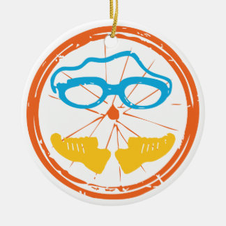 Triathlon fun design ceramic tree decoration