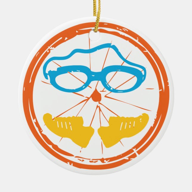 Triathlon fun design ceramic tree decoration (Front)