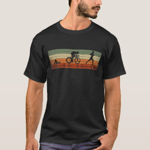 Triathlon Heartbeat Swimming Cycling Running Athle T-Shirt