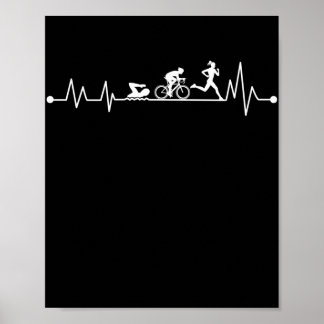 TRIATHLON HEARTBEAT T SHIRT POSTER