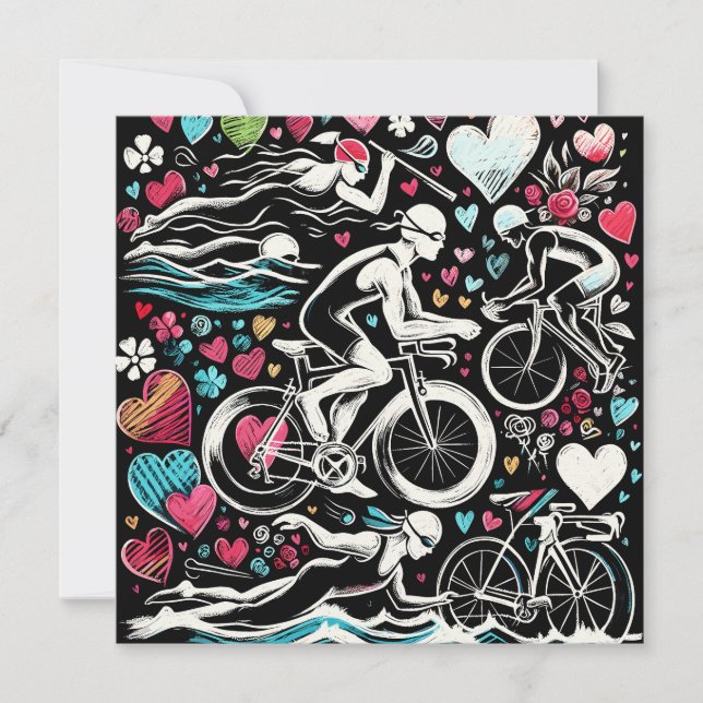 Triathlon Inspired Love Pillow, Valentine's Day Gi Holiday Card (Front)