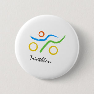 Triathlon logo 6 cm round badge