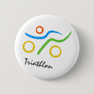 Triathlon logo 6 cm round badge