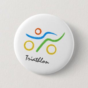 Triathlon logo 6 cm round badge