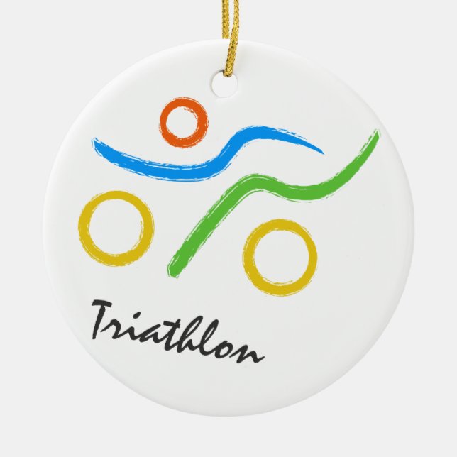 Triathlon logo ceramic tree decoration (Front)