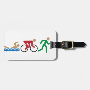 Triathlon logo icons in colour luggage tag