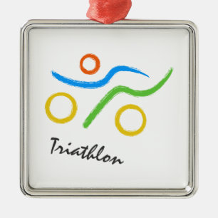 Triathlon logo metal tree decoration