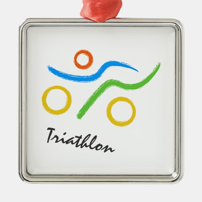 Triathlon logo metal tree decoration (Front)