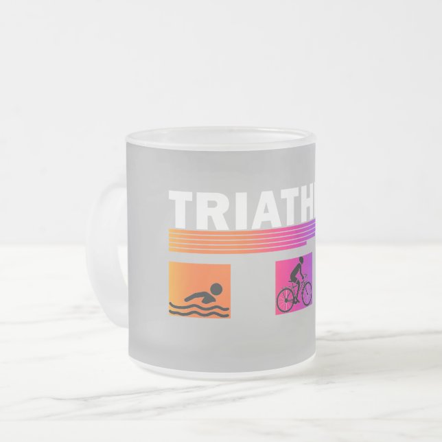 Triathlon: Mastering the Swim, Bike, Run Frosted Glass Coffee Mug (Front Left)