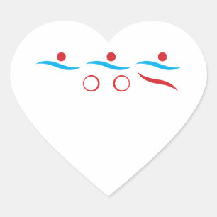 Triathlon modern cool logo heart sticker