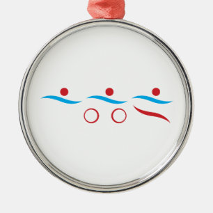 Triathlon modern cool logo metal ornament