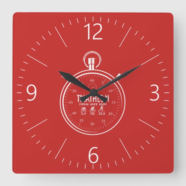 Triathlon Square Wall Clock (Front)