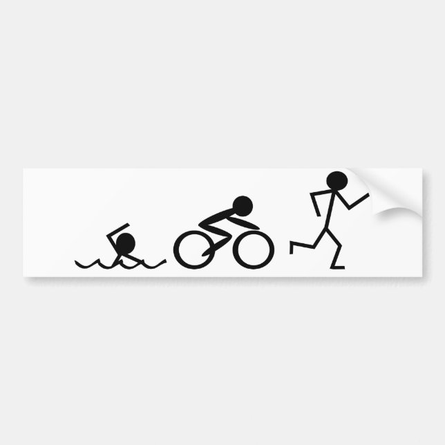 Triathlon Stick Figures Bumper Sticker (Front)