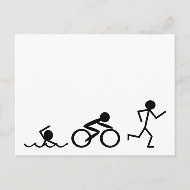 Triathlon Stick Figures Postcard (Front)