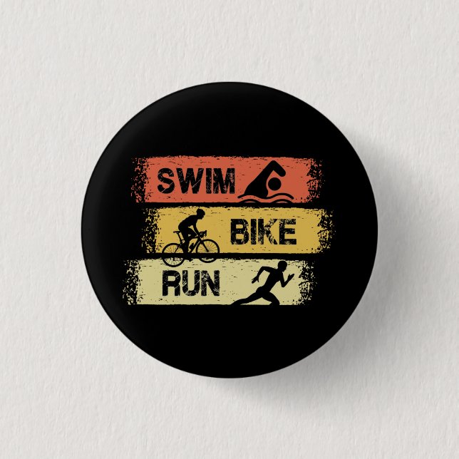 Triathlon - Swim Bike Run 3 Cm Round Badge (Front)