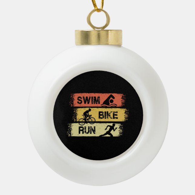 Triathlon - Swim Bike Run  Ceramic Ball Christmas Ornament (Front)