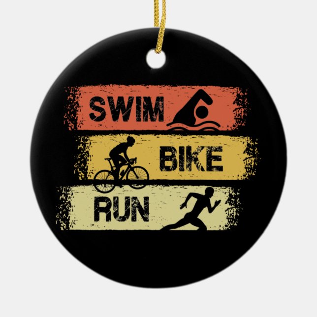 Triathlon - Swim Bike Run Ceramic Tree Decoration (Front)