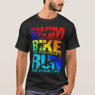 Triathlon Swim Bike Run Fitness Sports Athlete Run T-Shirt