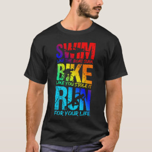 Triathlon Swim Bike Run Fitness Sports Athlete Run T-Shirt