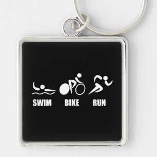 Triathlon Swim Bike Run Key Ring