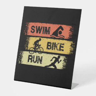 Triathlon - Swim Bike Run Pedestal Sign