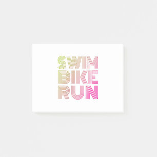 Triathlon swim bike run post-it notes