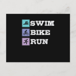 Triathlon Swim Bike Run Postcard