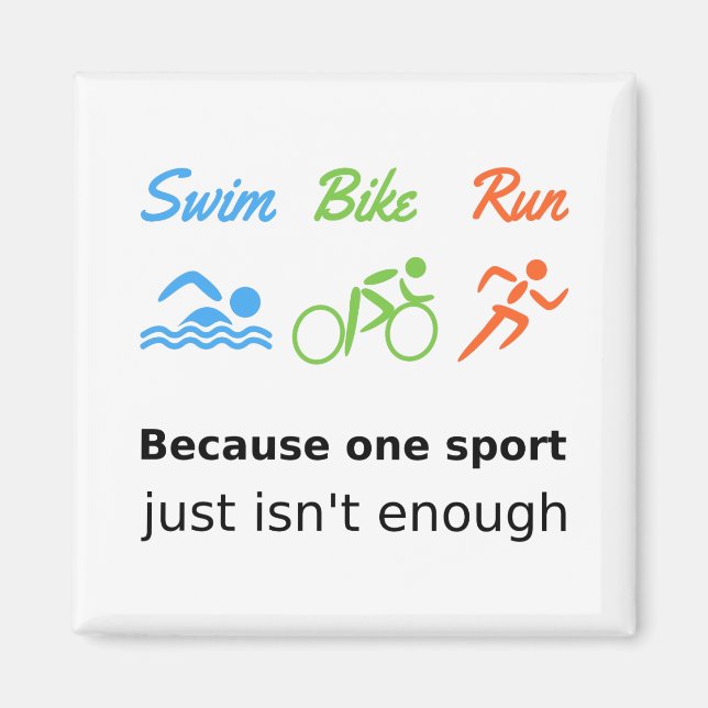 Triathlon swim bike run quote sports magnet (Front)